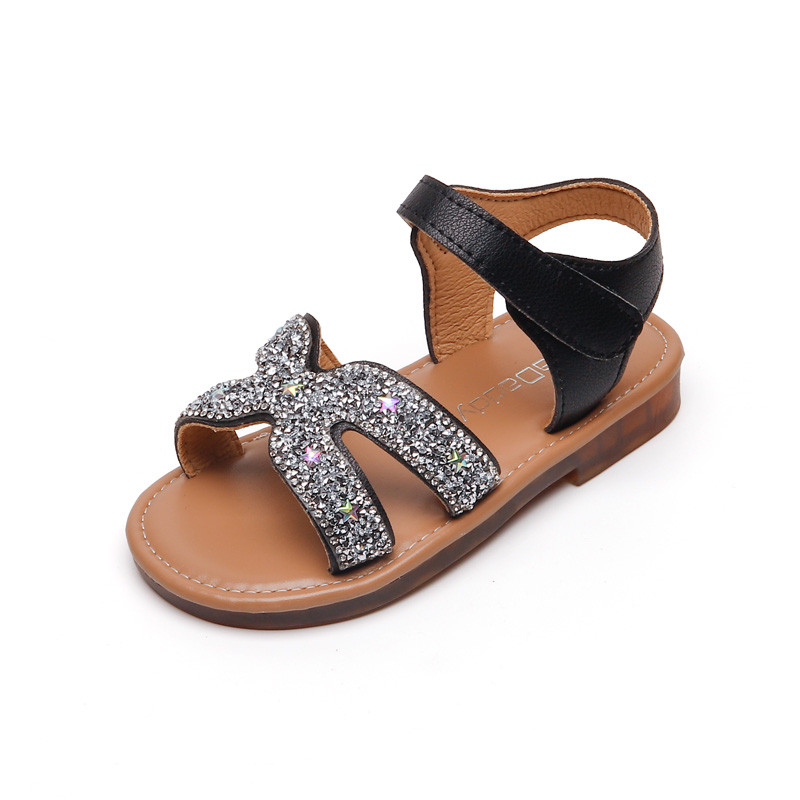2022 m. vasara Nauji vaikiški sandalai, mergaitėms princesė, miela krištolinio akmens minkšti vaikiški paplūdimio batai mažiems vaikams, 21–36 dydžio mergaitėms
