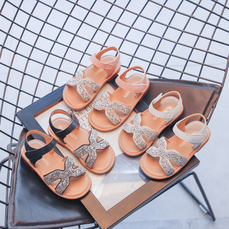2022 m. vasara Nauji vaikiški sandalai, mergaitėms princesė, miela krištolinio akmens minkšti vaikiški paplūdimio batai mažiems vaikams, 21–36 dydžio mergaitėms