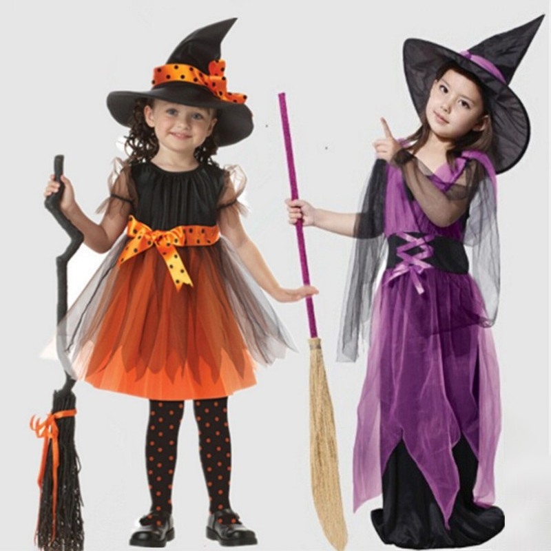 Helovīna raganu kleita zīdaiņiem, mazām meitenēm Helovīna kleitas ar īsām piedurknēm bērniem tilla kleita princeses kleita Helovīna kostīms