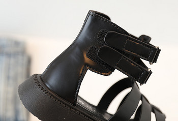 Детски обувки 2022 Пролет Нови британски римски сандали за момчета Детска мода Високи момичета Прости Универсални ученически обувки с отворени пръсти