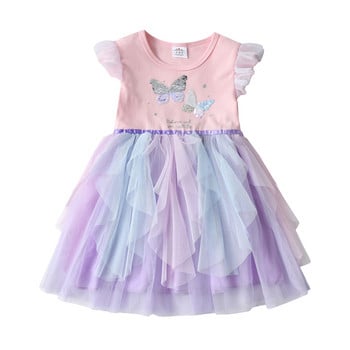 DXTON Unicorn Summer Girls Dress Flare Παιδικό Φόρεμα Tutu Patchwork Girls Party Vestidos Rainbow Cartoon Παιδικό φόρεμα 3-8Y