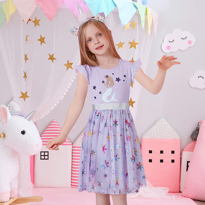 DXTON egyszarvú nyári lányruha, fényes ujjú gyerekruha, patchwork lány parti Vestidos Rainbow rajzfilm gyerekruha 3-8Y