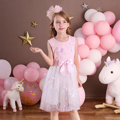 DXTON egyszarvú nyári lányruha, fényes ujjú gyerekruha, patchwork lány parti Vestidos Rainbow rajzfilm gyerekruha 3-8Y