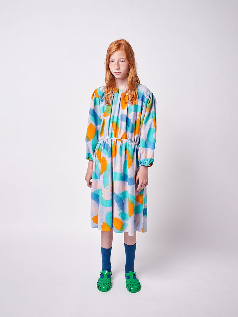 2022 m. „Bobo“ nauja vasaros pavasario vaikiška suknelė „BC“ prekės ženklo mergaičių miela spauda ilgomis rankovėmis princesiška suknelė kūdikiui, vaikui skirta medvilniniai viršutiniai drabužiai