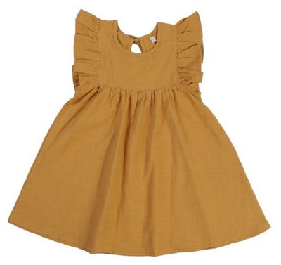 Ysubest 2022 uus suvine väikelapse printsesskleit lastele puuvillane põhjuslik kleit volangidega Puhasvärviline beebitüdruku riietus Korea Jaapani stiilis