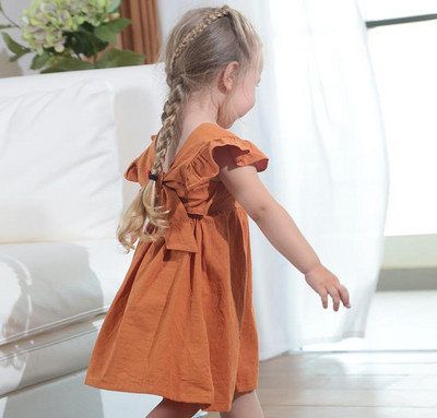 Ysubest 2022 uus suvine väikelapse printsesskleit lastele puuvillane põhjuslik kleit volangidega Puhasvärviline beebitüdruku riietus Korea Jaapani stiilis