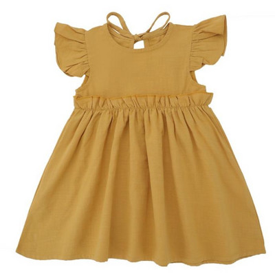 Ysubest 2022 uus suvine väikelapse printsesskleit lastele puuvillane põhjuslik kleit volangidega Puhasvärviline beebitüdruku riietus Korea Jaapani stiilis