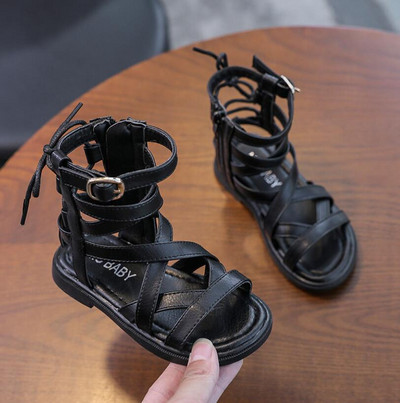 Mergaičių basutės Minkšta apačia Mažoji princesė Batai Vasarai Nauji Vaikiški Aukšti Romos batai Baby Princess Paplūdimio bateliai Vaikiški sportbačiai