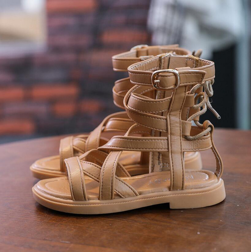 Mergaičių basutės Minkšta apačia Mažoji princesė Batai Vasarai Nauji Vaikiški Aukšti Romos batai Baby Princess Paplūdimio bateliai Vaikiški sportbačiai