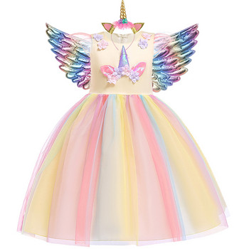 Νέο κορίτσι Rainbow Unicorn Φόρεμα για Παιδιά Κέντημα Φόρεμα μπάλα Μωρό κορίτσι Πριγκίπισσα Φορέματα γενεθλίων Στολή πάρτι Παιδικά ρούχα