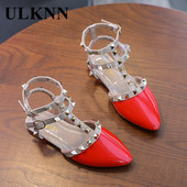 ULKNN mergaičių romėniški sandalai 2022 m. Vasaros nauji vaikiški korėjietiško stiliaus dygliuoti perforuoti minkštu padu princesiški batai Baotou sandalai