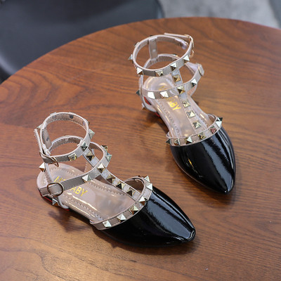 ULKNN mergaičių romėniški sandalai 2022 m. Vasaros nauji vaikiški korėjietiško stiliaus dygliuoti perforuoti minkštu padu princesiški batai Baotou sandalai