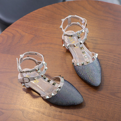 ULKNN mergaičių romėniški sandalai 2022 m. Vasaros nauji vaikiški korėjietiško stiliaus dygliuoti perforuoti minkštu padu princesiški batai Baotou sandalai