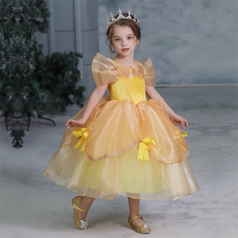 Rochie de prințesă Rochii de seară pentru copii pentru fete Costume de deghizare Rochie elegantă de fantezie galbenă Frumusețe de zână Rochii de petrecere de Halloween