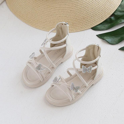 2021 m. Nauji vaikiški romėniški sandalai aukštaūgiai mergaičių plokščios paplūdimio sandalai vaikiški mergaičių princesiški batai vienspalviai batai nuo lietaus SMG118