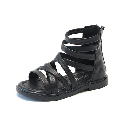 2021 m. Nauji vaikiški romėniški sandalai aukštaūgiai mergaičių plokščios paplūdimio sandalai vaikiški mergaičių princesiški batai vienspalviai batai nuo lietaus SMG118