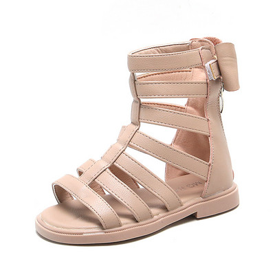 2021 m. Nauji vaikiški romėniški sandalai aukštaūgiai mergaičių plokščios paplūdimio sandalai vaikiški mergaičių princesiški batai vienspalviai batai nuo lietaus SMG118