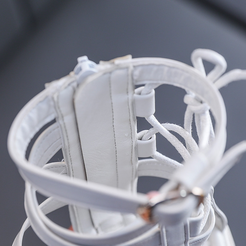 2021 m. Nauji vaikiški romėniški sandalai aukštaūgiai mergaičių plokščios paplūdimio sandalai vaikiški mergaičių princesiški batai vienspalviai batai nuo lietaus SMG118