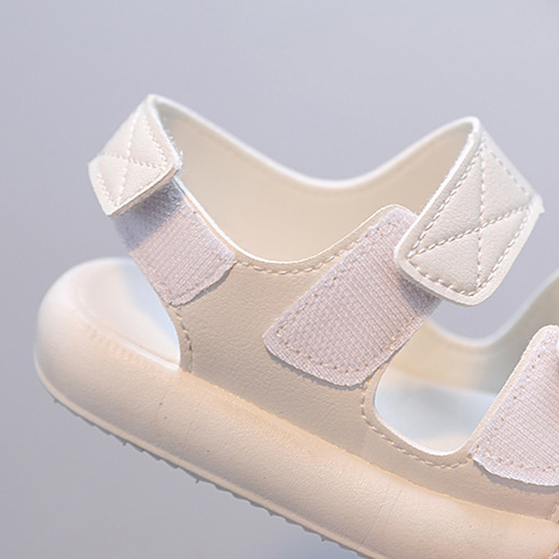 Vasaros vaikiški basutės mielos grynos spalvos kūdikių paplūdimio batai Gražūs geltoni atviri mergaičių sandalai, kvėpuojantys basomis kojomis berniukų basutės