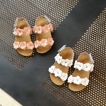 2022 Νέα καλοκαιρινά παιδικά σανδάλια για κορίτσια Μαλακά δερμάτινα λουλούδια Princess girl shoes Παιδικά σανδάλια παραλίας Βρεφικά παπούτσια για νήπια CSH369