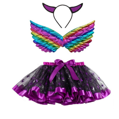 Merginos ir moterys Tutu Sijonai Wings Mergaičių kostiumas Helovino gimtadienio princesės suknelė Angelas Šviečiantys sparnai TuTu Sijonas Vakarėlis