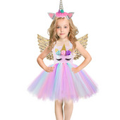 Karácsonyi Unicorn Tutu ruha flitterek lányok balett tánc bál hercegnő születésnapi parti ajándék Halloween cosplay jelmez szárnyakkal