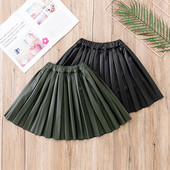 Gyerek lányok fekete bőr szoknyák 2022 Újdonságok Gyermekek Lezser téli rakott szoknyák Tizenéves lányok rövid szoknyái 4-15 éves korig