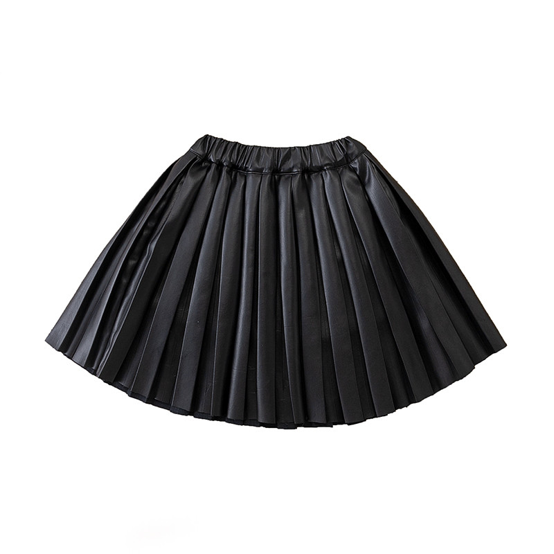 Gyerek lányok fekete bőr szoknyák 2022 Újdonságok Gyermekek Lezser téli rakott szoknyák Tizenéves lányok rövid szoknyái 4-15 éves korig