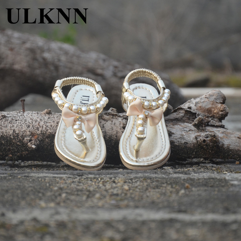 ULKNN Tüdrukute Sandaalid Lastele Suvised Magusad Õrn lilleline varbakork, mis katab jalanõud Lastele Pehme põhjaga libisemiskindlad helmestega laste PU sandaalid