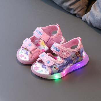 Детски сандали Момиче Сандал принцеса Frozen Elsa Летни дишащи светещи детски спортни сандали за момичета Обувки