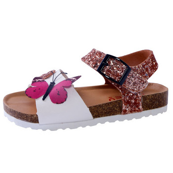 Дизайнерски маркови детски обувки Сандали за малки момичета 2020 Лято Нова мода PU кожени коркови сандали за момичета Летни детски обувки с блясък