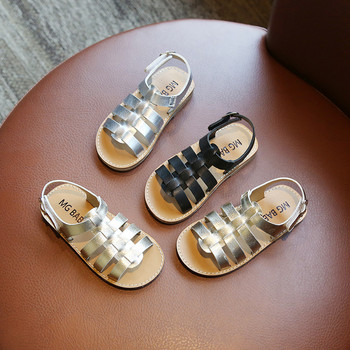 Детски сандали Летни нови модни тъкани обувки за принцеса Детски неплъзгащи се плажни обувки с мека подметка Ежедневни сандали за момичета