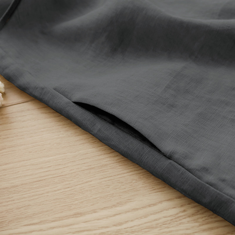 Pamut és lenvászon lányruha 2022 nyáron, új, alkalmi ujjatlan, tömör kisgyermekruha zsebekkel TZ22