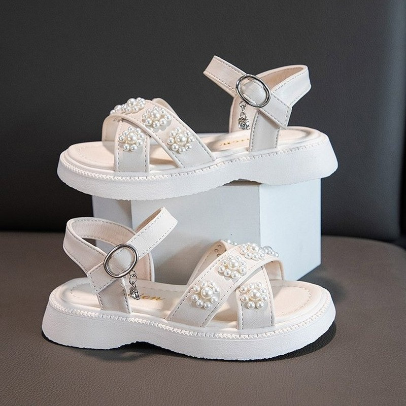 Vaikiški basutės, 2022 m. vasara, naujos mergaičių korėjietiško stiliaus vaikiškos mados, universalūs perlai Mieli princesės kabliukai ir kilpeliai, juodi, skirti demonstravimui