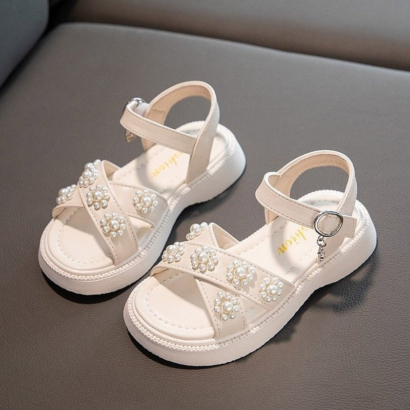 Vaikiški basutės, 2022 m. vasara, naujos mergaičių korėjietiško stiliaus vaikiškos mados, universalūs perlai Mieli princesės kabliukai ir kilpeliai, juodi, skirti demonstravimui