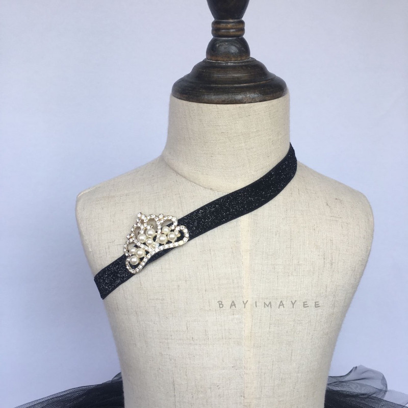 Mergaičių juodi sijonai kūdikiams rankų darbo pūkuotas tiulis baleto sijonas su karūna galvos juostos rinkinys Vaikiški vakarėlių sijonai Individualūs drabužiai