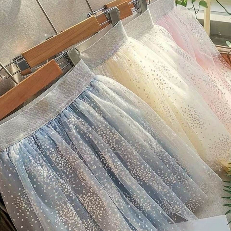 Letné dievčenské detské sukne, darček na Deň detí, módna univerzálna nafúknutá sukňa z tylu, vestido