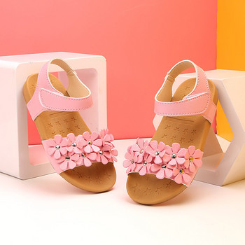 Сандали за момичета 1-6 години Обувки за принцеси за момичета Летни детски обувки за малки деца Сандали с меко дъно на цветя Неплъзгащи се пясъци