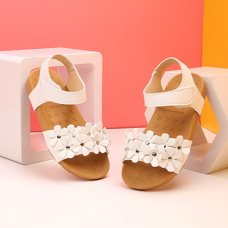 Basutės kūdikiams 1–6 metų mergaitėms princesės vasariniai batai kūdikiams su gėlėmis, minkšta apačia Neslystantys sandalai