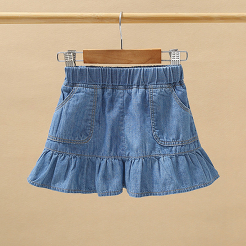 Džinsiniai mini sijonai mergaitėms 2021 m. vasara Nauji vaikiški rūbai medvilnė