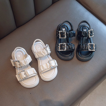 Римски сандали за момичета 2022 Летни детски бежови римски обувки Детски меки модни обувки Студентски плоски плажни обувки Обувка с мъниста
