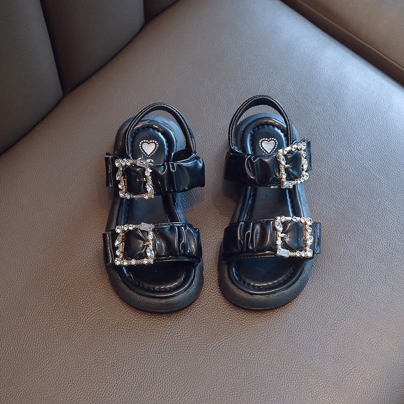 Tüdrukute rooma sandaalid 2022 suvised laste beežid rooma kingad Laste pehmed moodsad jalanõud Stundentsi lamedad rannajalatsid helmekingi