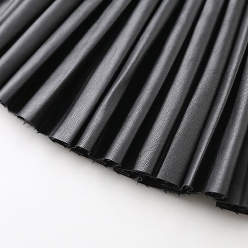 Tüdrukute seelikud Suvised vabaaja ühevärvilised PU-nahast seelikud Uus mood Lasteriided Sügislapsed plisseeritud seelikud