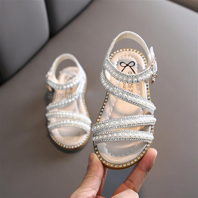 Ljetne perle za djevojčice, ravne princeze, dječje plesne sandale, dječje vjenčane cipele