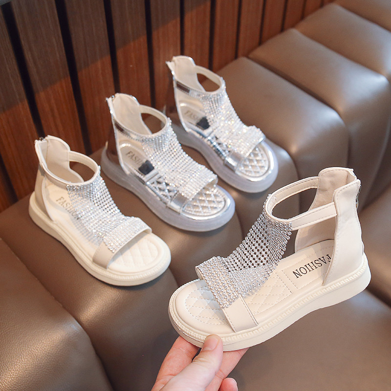 Dječje sandale sa vještačkim dijamantima za djevojčice Ljeto Novo 2022. Univerzalne šuplje otvorene prste Dječje modne balske cipele princeze za party vjenčanje