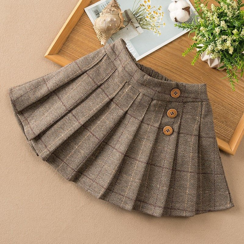 Mergaičių languoti sijonai Pavasario rudeniniai vaikams Plisuoti sijonai, apatiniai vaikams Pledai Princesės mados sijonas