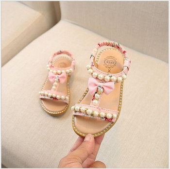 НОВИ модни детски сандали, летни детски сандали, обувки за принцеса с отворени пръсти и мъниста, неплъзгащи се бебешки обувки