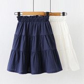 Vaikiški mergaičių vasariniai sijonai, 2022 m. Nauji, vaikiški princesių medvilniniai sijonai, balti tamsiai mėlyni paauglių mergaičių mieli kieti sijonai