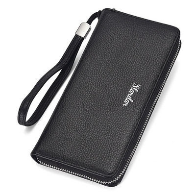 Eko bőrből készült férfi pénztárca fogantyúval és cipzárral