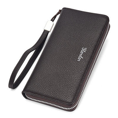 Eko bőrből készült férfi pénztárca fogantyúval és cipzárral